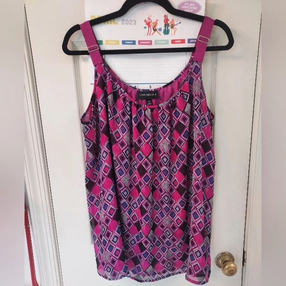 Lane Bryant Purple Geometric Double Layer Tank with Ribbon Strap in Size 20 - Picture 1 of 9